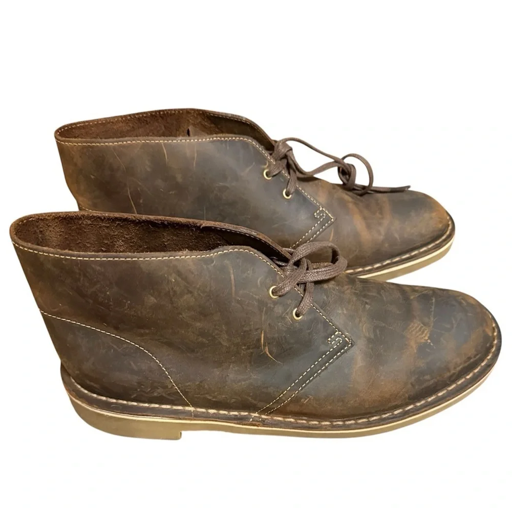 Clarks Men's Heritage Stitch Down Chukka Boots in Brown Sz 10.5 Leather Upper